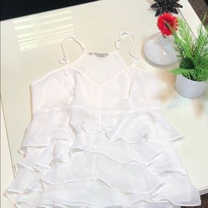 Guess camisole white silky top with side zipper.